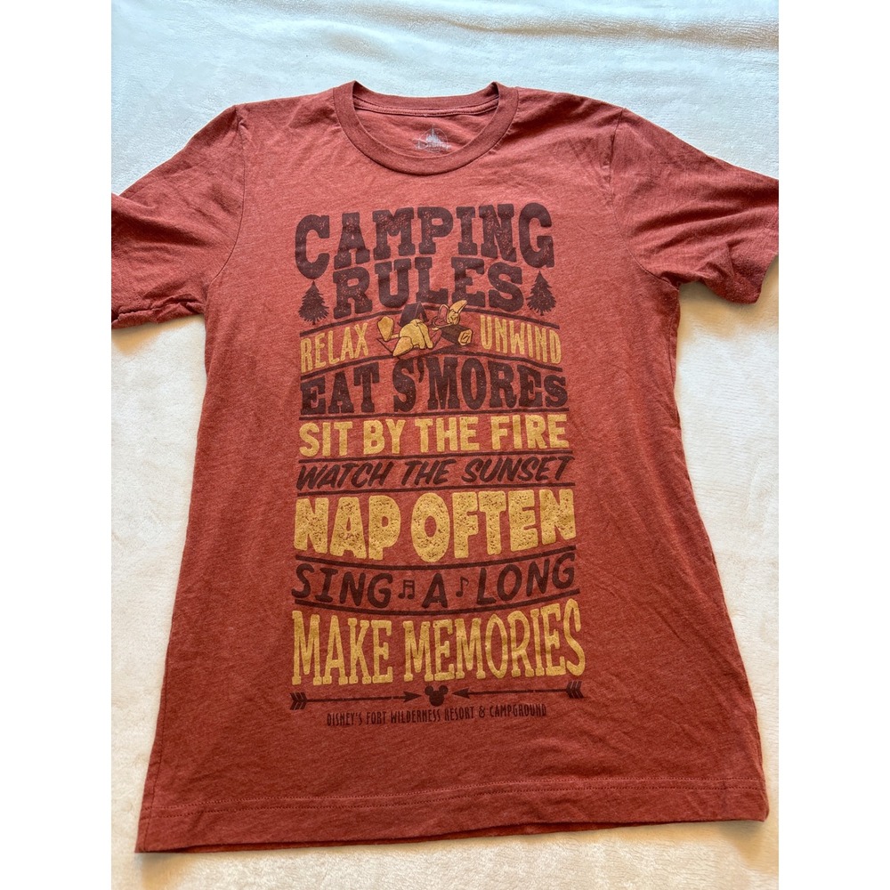 Disney Parks Fort Wilderness Resort Camping Rules Graphic T-Shirt Rust Small